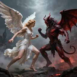a fight between an angel and a demon during the apocalypse