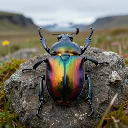 a closeup of a beautiful colorful beetle coleoptera by gustave boulanger, frank frazetta. icelandic landscape. high quality award - winning national geographic by clemens ascher, paul barson.
