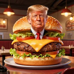 donald trump as cheeseburger art food restaurant digital art detailed