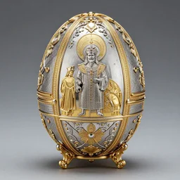 a high resolution photo of faberge egg of the master artist with platinum and gold, intricate, tsar, ornaments, trending on artstation