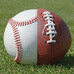 a half baseball and half football, highly detailed