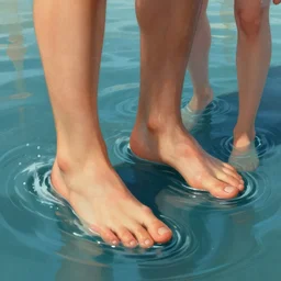 barefeet in water, highly detailed, digital painting, artstation, concept art, sharp focus, illustration, art by artgerm and greg rutkowski and raphael lacoste and magali villeneuve