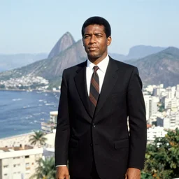 vintage photo of a black man wearing a black suit in rio de janeiro