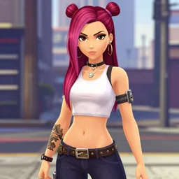 amouranth in the style of gta san andreas, in the style of artgerm, rossdraws