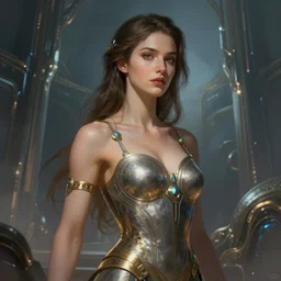 armless woman, no upper limbs, ruler of a modern technocratic empire, concept art, digital illustration, detailed, artstation