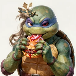 portrait of krang from tmnt eating hamburgers, extra onions and ketchup, luscious patty with sesame seeds, feminine ethereal, handsome, d & d, fantasy, intricate, elegant, highly detailed, digital painting, artstation, concept art, matte, sharp focus, illustration, art by artgerm and greg rutkowski and alphonse mucha