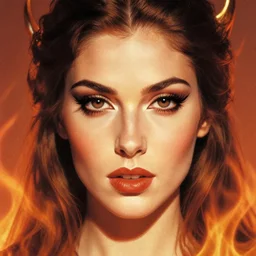 the female flame wizard, closeup portrait art by donato giancola and greg rutkowski, vintage retro, realistic face, digital art, trending on artstation, symmetry!!
