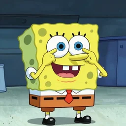 surreal SpongeBob scary god entity, schizophrenic SpongeBob scratching eyes