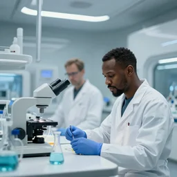black scientists in a futuristic clinic