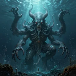 a highly detailed 4 k fantasy matte painting of cthulhu in the ocean, zdzislaw beksinski, artstation, cgsociety, unreal engine