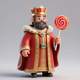a portrait of a lollipop depicted as a king, wearing robes, 3 d render, blender, unreal engine, highly detailed