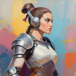 greg manchess portrait painting of partially armored leia organa as overwatch character, medium shot, asymmetrical, profile picture, organic painting, sunny day, matte painting, bold shapes, hard edges, street art, trending on artstation, by huang guangjian and gil elvgren and sachin teng