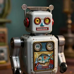 highly detailed closeup, portrait of a 1 9 2 0 s retro toy robot, unreal engine, nicoletta ceccoli, mark ryden, earl norem, lostfish, global illumination, detailed and intricate environment