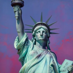 oil painting of statue of liberty in cyberpunk style, magali villeneuve, trending on artstation
