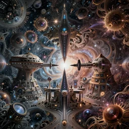 galactic war at deep space nine space station, fantasy landscape made of fractals facing each other, ultra realistic, wide angle, intricate details, the fifth element artifacts, highly detailed by peter mohrbacher, hajime sorayama, wayne barlowe, boris vallejo, aaron horkey, gaston bussiere, craig mullins
