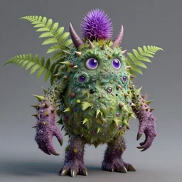 A humanoid thistle monster, highly detailed, digital art, sharp focus, trending on art station, fern, anime art style