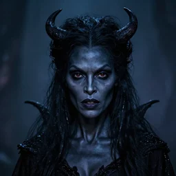 head and shoulders portrait of an evil, black - skinned night hag portrayed by gwynneth paltrow, d & d, fantasy, luis royo, magali villeneuve, donato giancola, wlop, krenz cushart