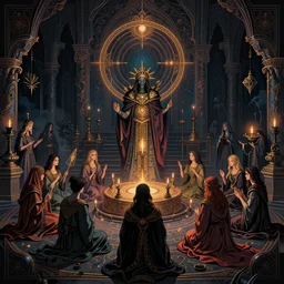 cultist ceremony gathering dark disturbing summoning ritual, in style of Midjourney, stylized, detailed and intricate, elegant, ornate, horror, elite, ominous, haunting, beautiful digital painting, cinematic, cgsociety, Zdiszlaw Beksinski, H.R. Giger, James jean, Noah Bradley, Darius Zawadzki, vivid colors and vibrant outlines