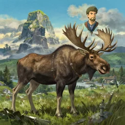 poster by michael whelan and tomer hanuka, a viking hunting a moose, full of details, by makoto shinkai and thomas kinkade, matte painting, trending on artstation and unreal engine
