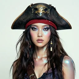 am asian girl pirate with iridescent skin by kehinde wiley