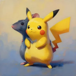 painting of hybrid mouse!!! and ( ( ( ( pikachu ) ) ) ) fused together, intercrossed animal, by zdzislaw beksinski, by lewis jones, mattias adolfsson, cold hue's, warm tone gradient background, concept art, digital painting