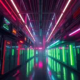 photo environement cyberpunk datacenter : 4, 4 k rtx hdr volume light concept studio matte painting environement digital illustration style cyberpunk 2 0 7 7 artstation artur tarnowski, mihai muscan, marcin tomalak, marta leydy, marcin stepien, charlotte hughes, zuzanna dabrowa neon bioluminiscence