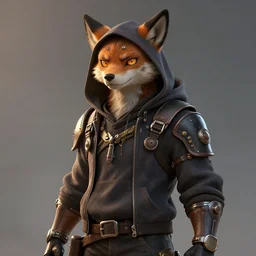 furry sergal wearing a hoody, dieselpunk, fantasy, light, artstation