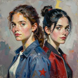 detailed artwork by phil noto ; stylized painting of young jennifer connelly ; eva green ; young jennifer connelly from the rocketeer ; brush texture ; asymmetric composition ; paint texture ; trending on artstation ; gallery painting by phil noto, comic style