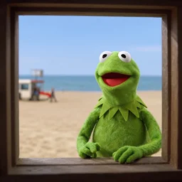a frame from the hollywood blockbuster film the muppets invade normandy action scene omaha beach d - day kermit