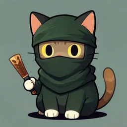 ninja cat , digital art , trending on artstation