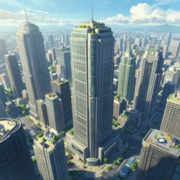 A Futuristic Japanese high-rise cityscape, rendered by Beeple, Makoto Shinkai, syd meade, simon stålenhag, environment concept, digital art, unreal engine, WLOP, trending on artstation, low level, 3 point perspective, 4K UHD image, octane render,