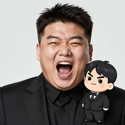 screaming kim jong un and bts cartoon character, digital art, fun,