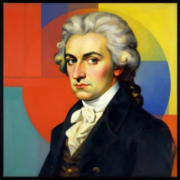 a portrait of Mozart in Bauhaus style