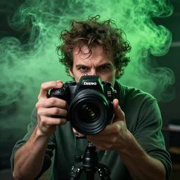 electronic weed, crazy, wacky, dslr, realism, green smoke
