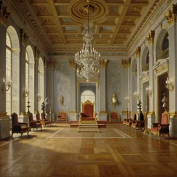 inside of a gigantic palace throne room oil painting