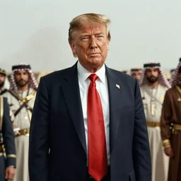 donald trump in lawrence of arabia, cinestill 8 0 0 t, 1 9 8 0 s movie still, film grain