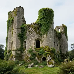 ruins of an old castle covered by plant and moss by greg ruthkowski and craig mullins and caspar david friedrich