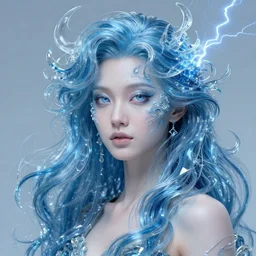 a detailed portrait of dreampunk goddess ( waves ) fractal ( glass ) ( lightning ) beautiful! ( ( blue eyes ) ) by tomasz alen kopera and peter mohrbacher and johanna martine! and margaret keane! elegant alluring seductive luminescent
