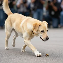 amber herds dog stepping on a bee photograph taken by paparazzi