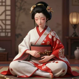 maiko hungry, fluent composition, red white and black, concept art, ambient light, 4 k, intricate details, highly professionally detailed, cgsociety, highly detailed -