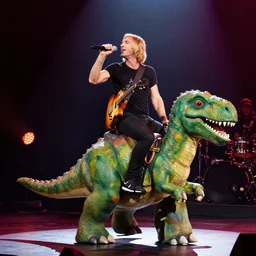 pink Floyd sing in Atlanta riding dinosaurs