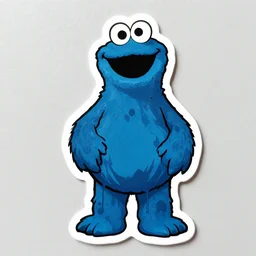 die cut sticker, the cookie monster in techwear, splatter paint