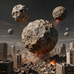 meteorites striking the city, annihilating it, 4 k highly detailed