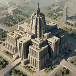 big brutalist villain base, drawing architecture, very long shot, top angle
