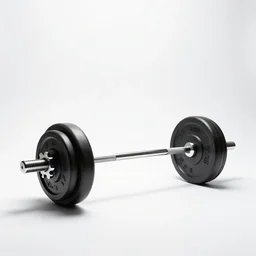 polished barbell, professional product shot, isolated on a pure white background, centered, entire object in frame, sharp focus, soft studio lighting
