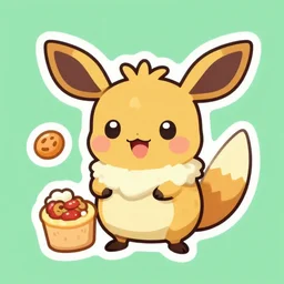cute miss mascot goupix goupix vulpix food sticker art, cronobreaker, beeple game icon
