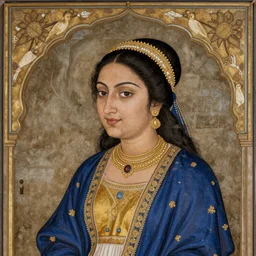 a portrait of an elegant lady, mughal painting