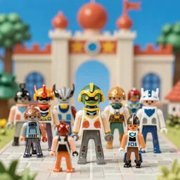 an army of bionicle ready to overtake playmobil kingdom, high quality, very detailed, 4k