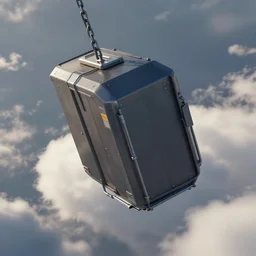 matte painting elevator box hanging from the clouds by a chain. dynamic perspective. urban, detailed digital art trending in artstation
