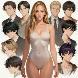 jennifer lawrence as a beautiful anime girl by wlop and greg rutkowski and and stanley artgerm lau, and rossdraws, and james jean and andrei riabovitchev and marc simonetti and yoshitaka amano, hourglass slim figure, intricate details ; soft lighting ; high definition ; sharp focus ; digital art